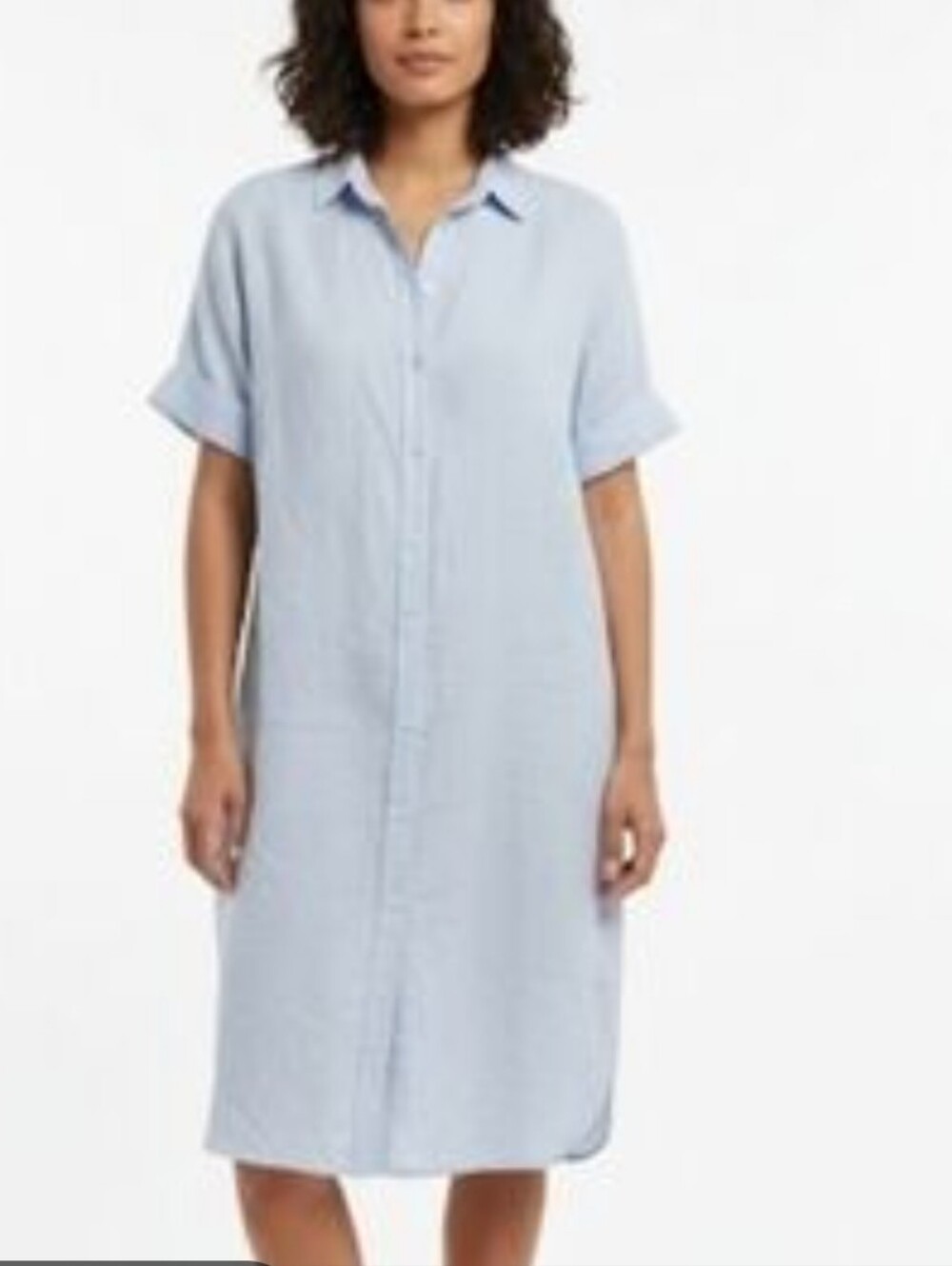 Well Worn Linen Blend Light Blue Short-Sleeve Button-Up Shirt Dress Size M Nwot
